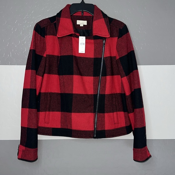 LOFT Buffalo Plaid Moto Jacket - Picture 4 of 10